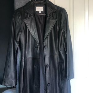 Long Leather Trench Coat
